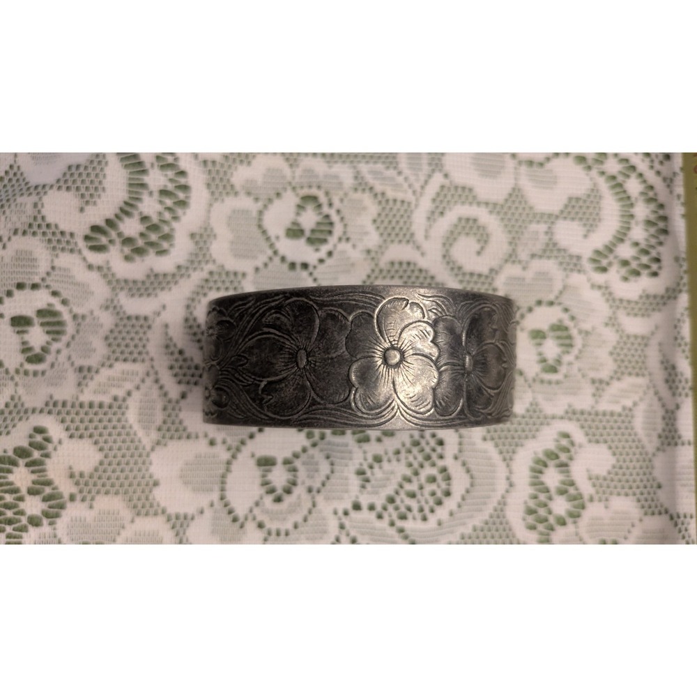 Vintage Salisbury Pewter Cuff Bracelet "Flower of the Month" July